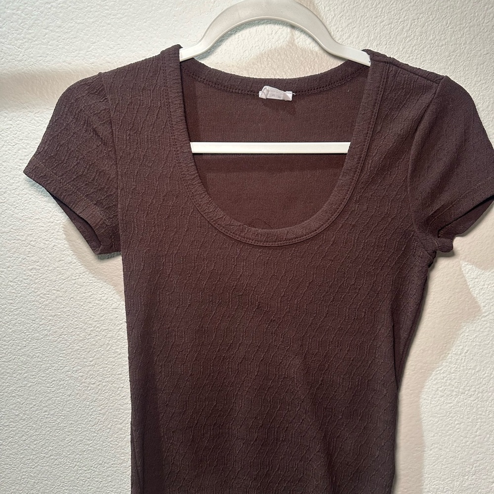 Cotton On Chocolate Brown Scoop Neck Short Sleeve Top